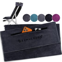 Рушник для фітнесу з мікрофібри 120x50 см - швидковисихаючий, з кишенею на блискавці, м'який спортивний рушник для спортзалу та фітнесу, темно-сірий