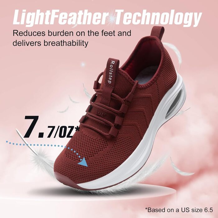 Жіночі кросівки з широкою колодкою та підтримкою арки | Зручні для бігу, тренувань та ходьби (40/41 EU, Бордовий)