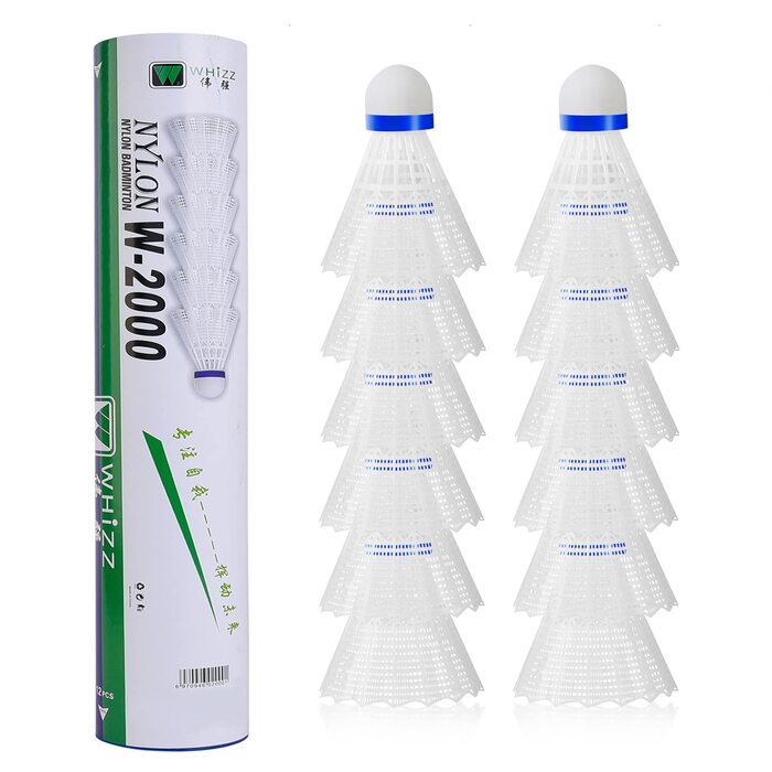 Воланчики для бадмінтону WHiZZ Nylon (12 шт.), білі - для початківців та аматорів