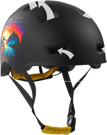 Шолом Crazy Safety Rampage Orange Schlange для велосипеда, скейтборду, роликів і BMX, для чоловіків, жінок і дітей, розмір M (54-57 см), регульований захисний шолом для скейтерів і велосипедистів