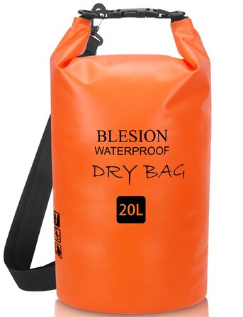 Водонепроникний мішок Dry Bag 5L/15L/20L/30L з регульованим плечовим ременем - рюкзак для каякінгу, риболовлі, плавання, піших прогулянок та подорожей (Оранжевий, 20L)