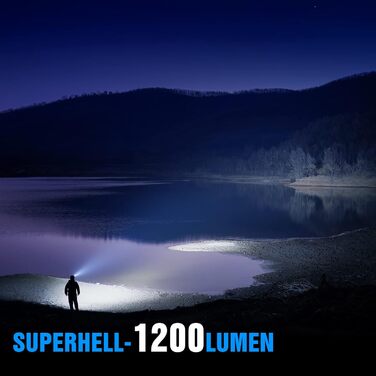 Ліхтар на голову LED TrustFire MC18 - 1200 Люмен, водонепроникний, 5 режимів, для бігу, з налобним ремінком, синій/чорний