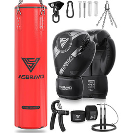 Боксерський мішок ASBRAVO 4 фути з PU для дорослих, комплект з 12OZ рукавицями для MMA, Муай Тай, кікбоксингу, тренувань вдома, бойових мистецтв (без наповнювача)
