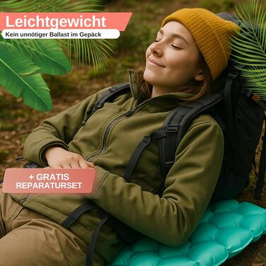Ізомат для туризму Backpacker's Journey – ультралегка повітряна матрац для велопоходів, кемпінгу та відпочинку на природі. Надувна повітряна килимок, легка та компактна, блакитна