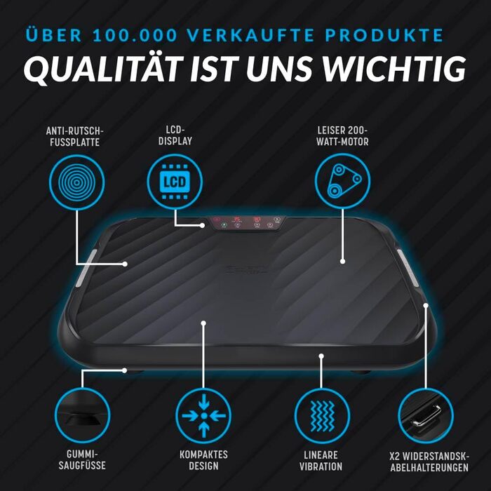Платформа вібраційна Bluefin Fitness C Ultra Lite для тренувань вдома, м'язової стимуляції та повного тренування тіла, з компактним дизайном і еспандерами, тихий мотор