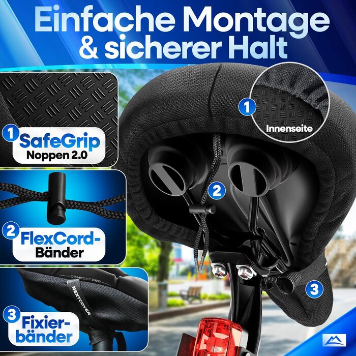 Накидка на сидіння велосипеда Nextcover® CoverPro з Memory Foam 4.0 - ергономічна гелева накладка на сидіння велосипеда - м'яка накидка для сидіння велосипеда I підстилка на сидіння велосипеда для жінок та чоловіків (City)