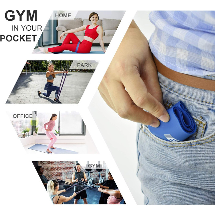 Гумові еспандери Enerbloom для фітнесу: 5 стрічок для ніг, сідниць, йоги, силових тренувань та реабілітації