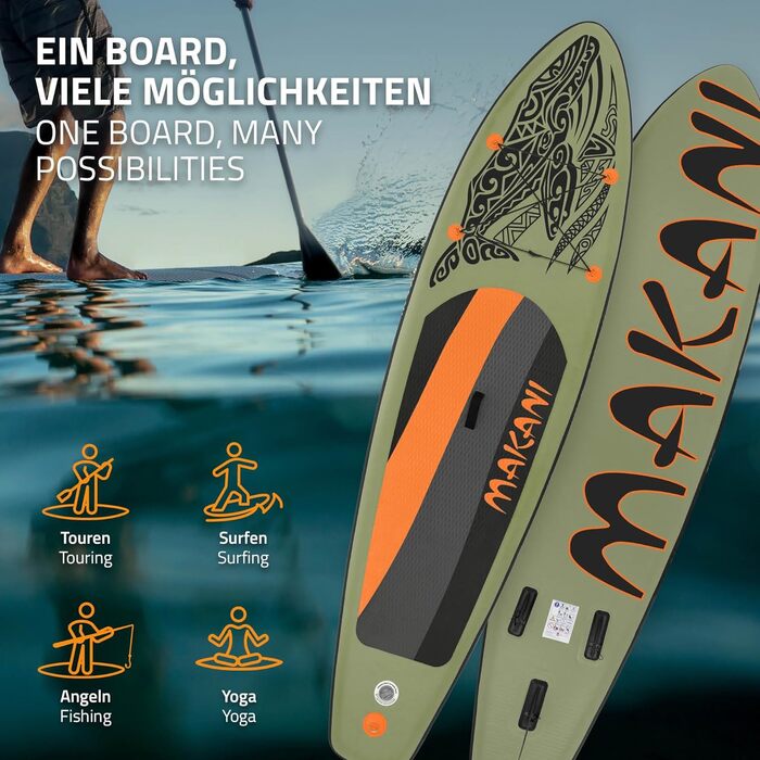 Надувна SUP-дошка ECD Germany 305-380 см, до 150 кг, комплект із сидінням для каяка, сумкою та веслом, різні моделі