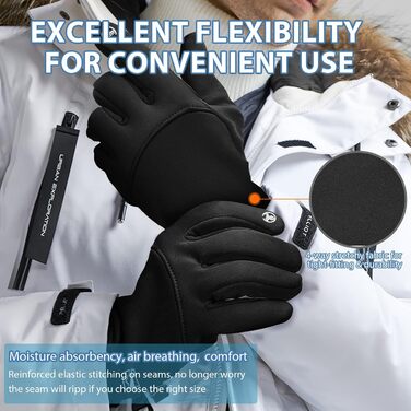 Зимові рукавички з антиковзким покриттям, сенсорні, вітронепроникні, термо, для їзди на велосипеді, чорні, S