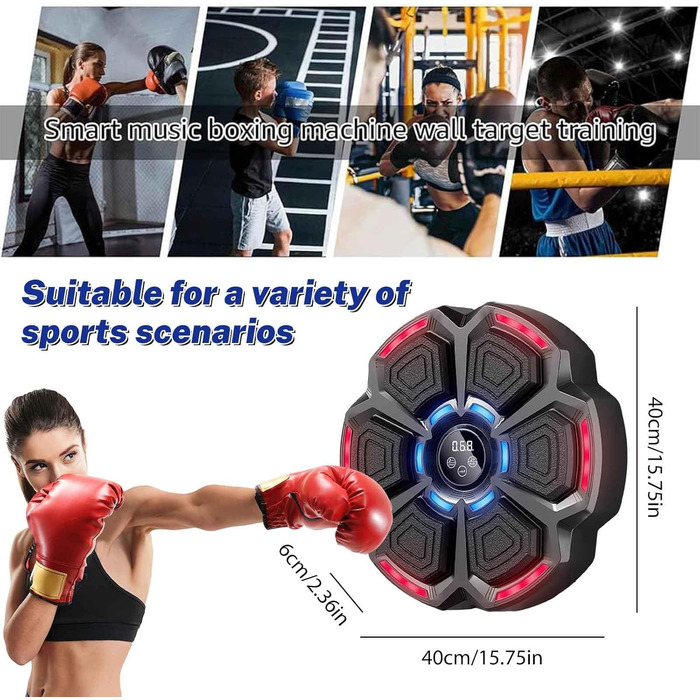 Музична боксерська машина Eznaobo з LED-підсвіткою та Bluetooth, 9 режимів, USB-зарядка, для дітей та дорослих