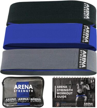 Тканинні еластичні смуги для тренувань Arena Strength Fabric Booty Bands - для ніг, сідниць, стегон | Смуги опору | З інструкцією та сумкою | Сірі, Сині, Чорні
