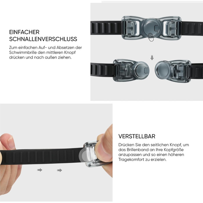 Окуляри для плавання чоловічі та жіночі Schwimmbrille, антифог, чорні