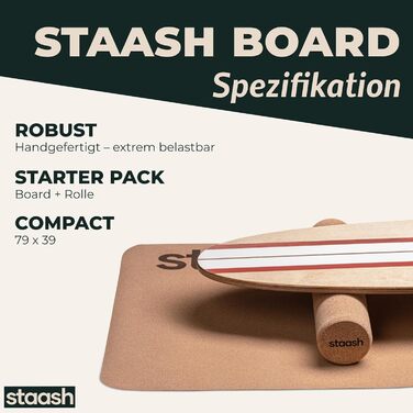STAASH® Балансувальна дошка з дерева, набір Starter або Full, для розвитку балансу, фітнесу та тренування вдома чи в студії, помаранчева (Orange Classic)