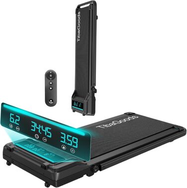 Біговий тренажер TiBa для дому - Walking Pad з нахилом [3 рівня, до 6%] - біговий килимок [макс. 100 кг, макс. 6 км/год] - ідеально підходить для столу, офісу або вітальні [125x55 см]