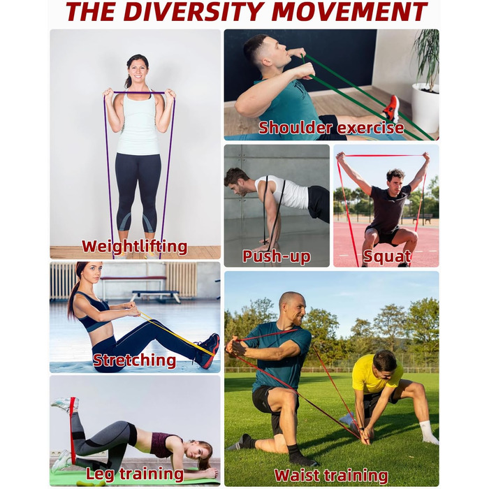 Набір еластичних стрічок FAOKZE для фітнесу, йоги, стрейчингу та силових тренувань (5 шт.)