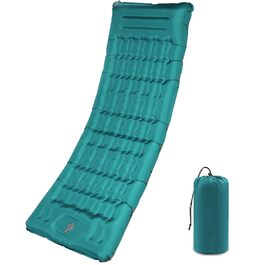 Надувний килимок для кемпінгу SHANNA Isomatte Outdoor 12 см з подушкою та помпою, блакитний павич