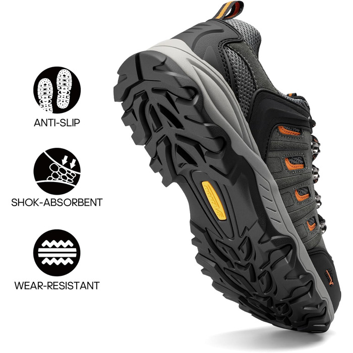 Чоловічі водонепроникні трекінгові черевики NORTIV 47 EU - чорний, темно-сірий, помаранчевий