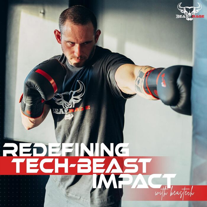 Боксерські рукавички BEAST RAGE для боксу, кікбоксингу та муай-тай (12oz, червоні) - чоловічі та жіночі, для тренувань та боксерського мішка
