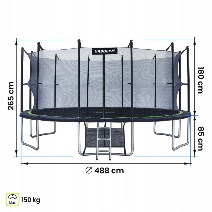 Батут із сіткою Urbogym 488 см FT 16 (487-500 см)