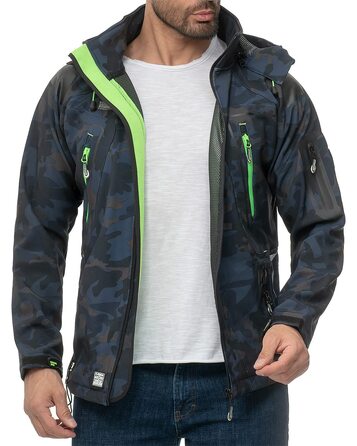 Чоловіча куртка-софтшелл Geographical Norway Outdoor: дихаюча функціональна куртка для походів та відпочинку, Navy/Green Camo