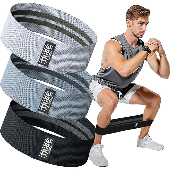 Тканинні фітнес-гумки для ніг Tribe Lifting, набір еластичних стрічок для тренувань, сідничні гумки для жінок та чоловіків, сірі