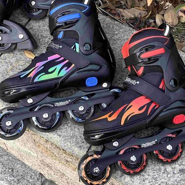 Дитячі ролики Nattork з регулюванням розміру, Nezha Inferno, для хлопчиків та дівчаток 6-16 років, стильні, червоні