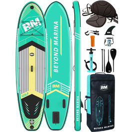 BEYOND MARINA Sup Board: Надувний сапборд для плавання, 320x81x15 см, зелений, з веслом, насосом та рюкзаком