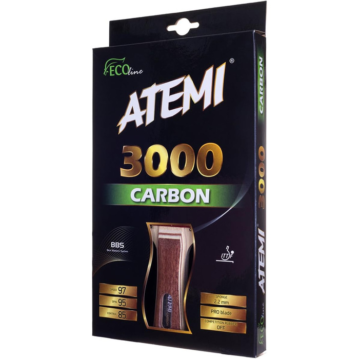 Професійна ракетка для настільного тенісу Atemi 3000 Pro Carbon, анатомічна ручка