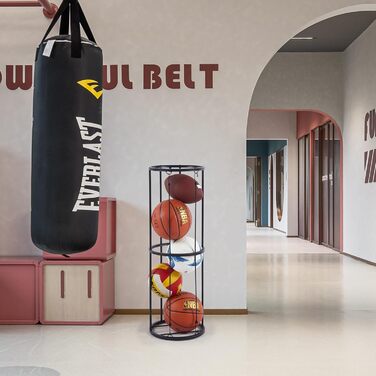 Стійка для зберігання м'ячів: футбольних, баскетбольних, волейбольних. Органайзер для спортивного інвентарю на стіну, чорний