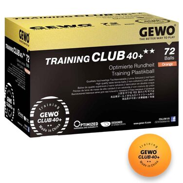 М'ячі для настільного тенісу GEWO Training Club 2 зірки 40+ помаранчеві (72 шт.) ABS пластик