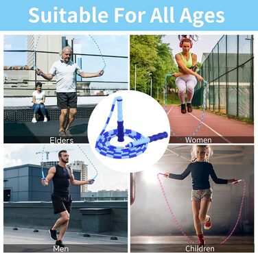 Стрибкове канат Leeboom: регульована довжина, без перекручування, сегментований, з м'якими кульками, для дітей, чоловіків та жінок, для схуднення, 2.5 м, чорний