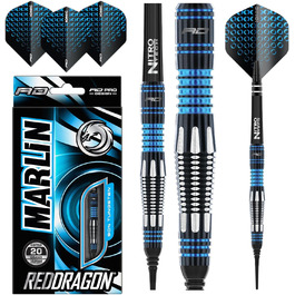 Професійні дартси Red Dragon Marlin Softip 20 г з вольфраму з оперенням та стрижнями