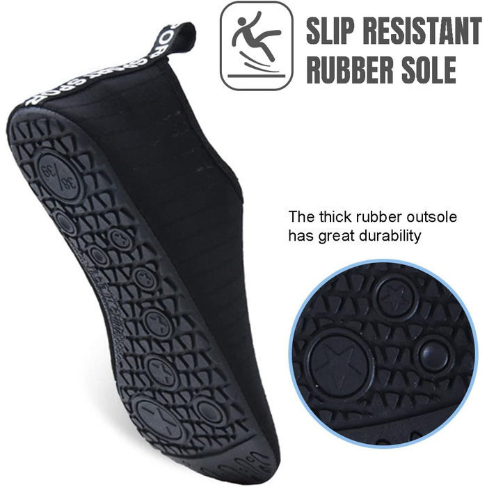 Аквашузи для плавання та відпочинку на пляжі - чорні, 36/37 EU, швидко сохнуть, для чоловіків та жінок