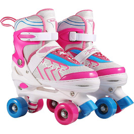 Роликові ковзани Hikole для дітей, початківців, регульовані, 8 PU-коліс, для хлопчиків та дівчаток, рожеві, розмір S (31-34)