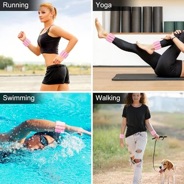 Важільчики для зап'ястя та щиколоток RYACO, 2 шт. (2x0,5KG), регульовані манжети, для рук, ніг та плечей, для ходьби, бігу, йоги, пілатесу, аеробіки, рожеві