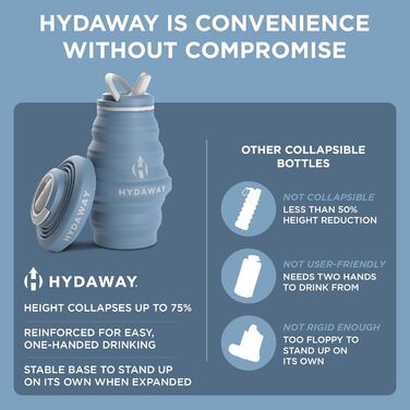 Складна пляшка для води HYDAWAY з носиком, силіконова, 500 мл, компактна, для подорожей, харчовий силікон