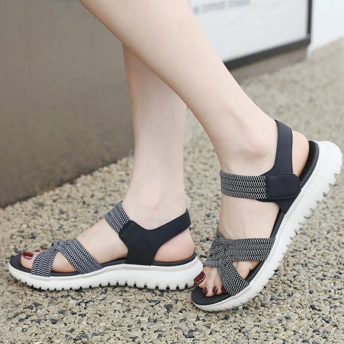 Жіночі сандалі літні спортивні для прогулянок та пляжу, на платформі, нековзні, чорні (35-42 EU)
