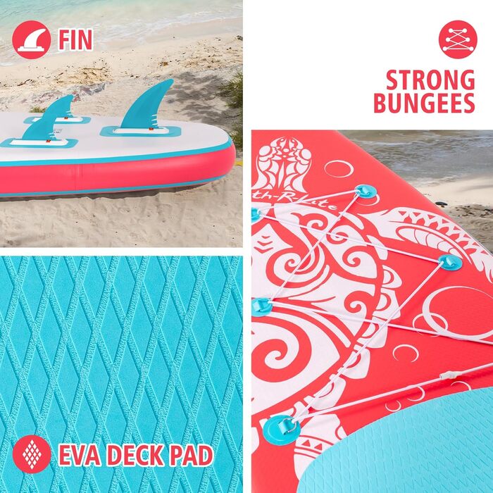 Надувний SUP Борд FEATH-R-LITE для дорослих: стабільний дизайн, комплект аксесуарів (весло, насос, сумка), рожевий колір