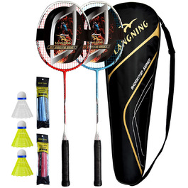 Бадмінтонна ракетка карбонова 2 шт. (червона + синя) 85г, професійна, 24 кг