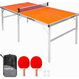 Стіл для настільного тенісу EasyPong Orange 182x91 см, преміум-якість, для дому та вулиці, з ракетками та м'ячами, легкий та міцний