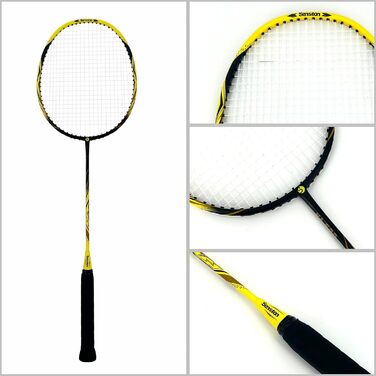 Набір для бадмінтону Senston: 2 ракетки з карбону, сумка та 6 воланів (жовто-зелений)