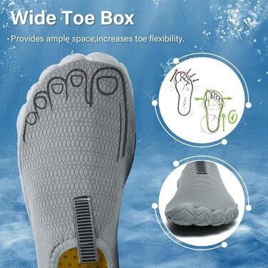 Чоловічі та жіночі аквашузи Ziitop для плавання, серфінгу, йоги. Швидка сушка, підошва з EVA, розмір 36-46 EU (41 EU, темно-сірий)