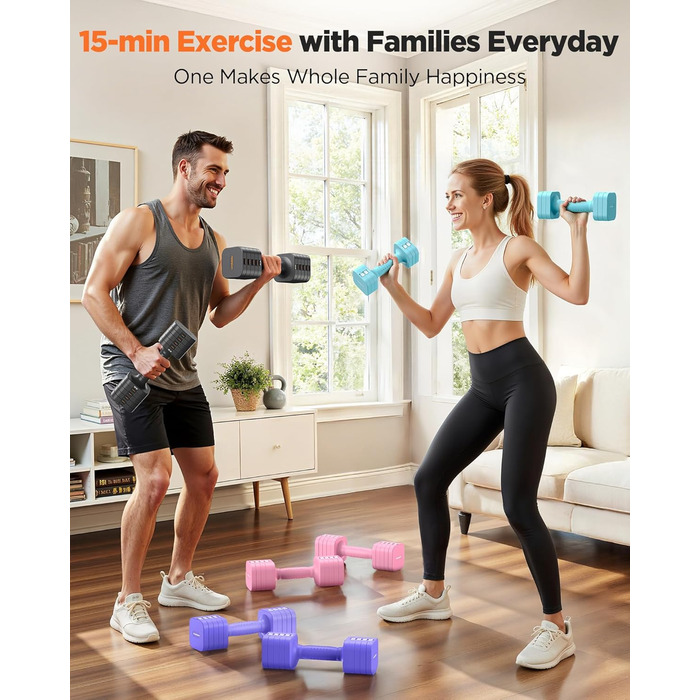 Набір гантелей Feierdun 2 шт. регульовані, 2/4/6/8/4.5 кг, для жінок, швидка зміна ваги, подвійний захист, для домашнього фітнесу, сірий A-Strength