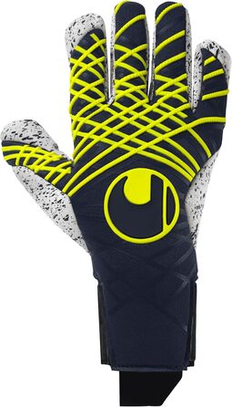 Воротарські рукавички Uhlsport Prediction Supergrip+ Finger Surround для дітей та дорослих, розмір 7, сині/білі/флуо-жовті, футбольні