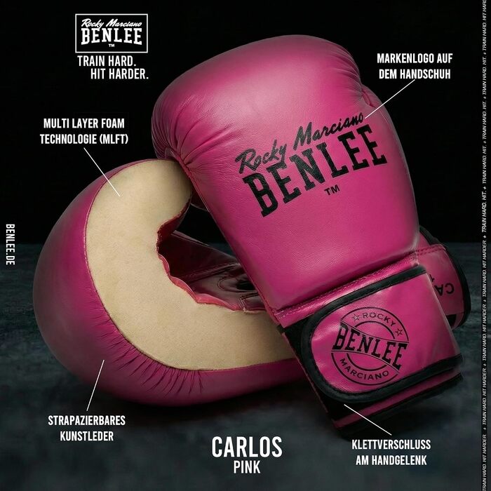 Боксерські рукавички BENLEE Carlos 16oz Рожеві для тренувань та мішка, з липучкою, для боксу, кікбоксингу та єдиноборств