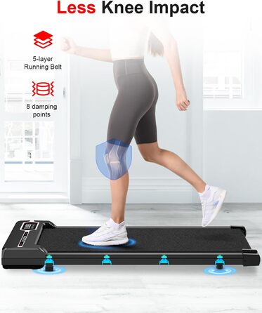 Walking Pad Dskeuzeew 2 в 1 - біговий килимок для дому, електричний, з LED-дисплеєм та пультом керування, чорний