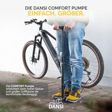 Насос для велосипеда DANSI з адаптерами для всіх типів вентилів (AV, SV, DV) | Насос для мотоцикла, електровелосипеда, авто та спортивного обладнання | З великим манометром