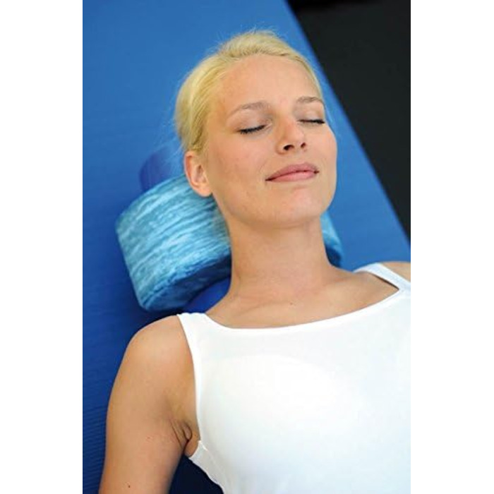 Поролоновий ролик SISSEL Pilates Soft з вирівнювачем для голови, Ø15x90 см, синій, для пілатесу та гімнастики