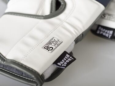 Боксерські рукавички Paffen Sport FIT з дихаючою сіткою на долоні для боксу, кікбоксингу, муай-тай, K1 та інших єдиноборств, білі (сірий/білий, 16oz)