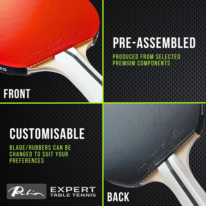 Набір тенісних столів Palio Expert 3.0 з чохлом | ITTF, високопродуктивні ракетки для пінг-понгу для початківців | Набір з 2 ракетками з максимальним обертанням та контролем